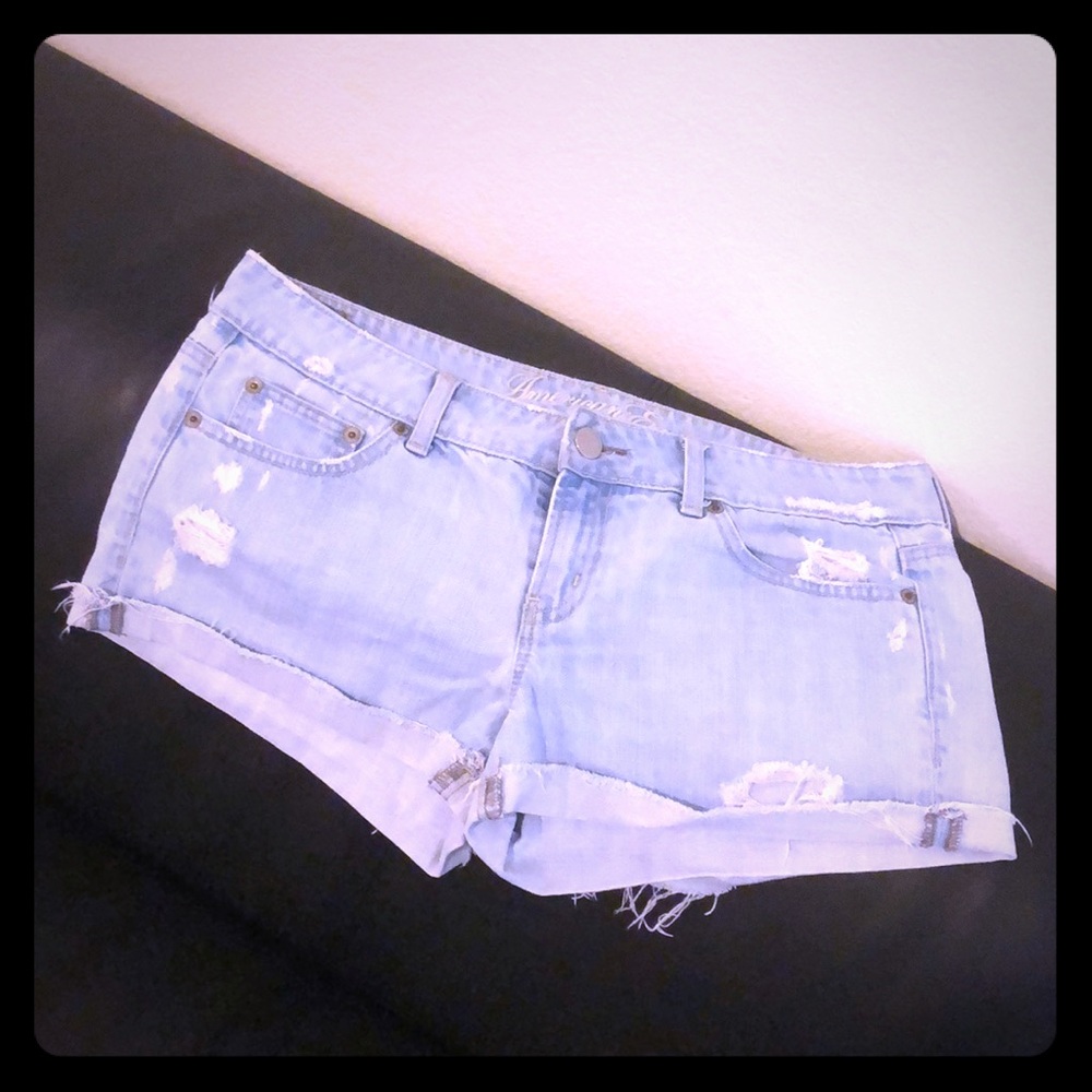 💟 Light denim cuffed shorts